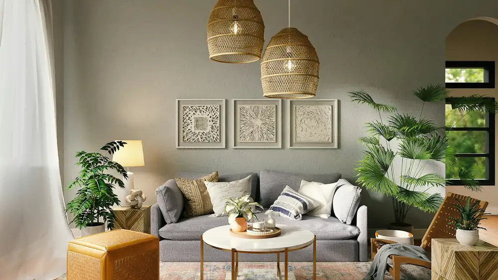 A studio apartment where each function has a defined area